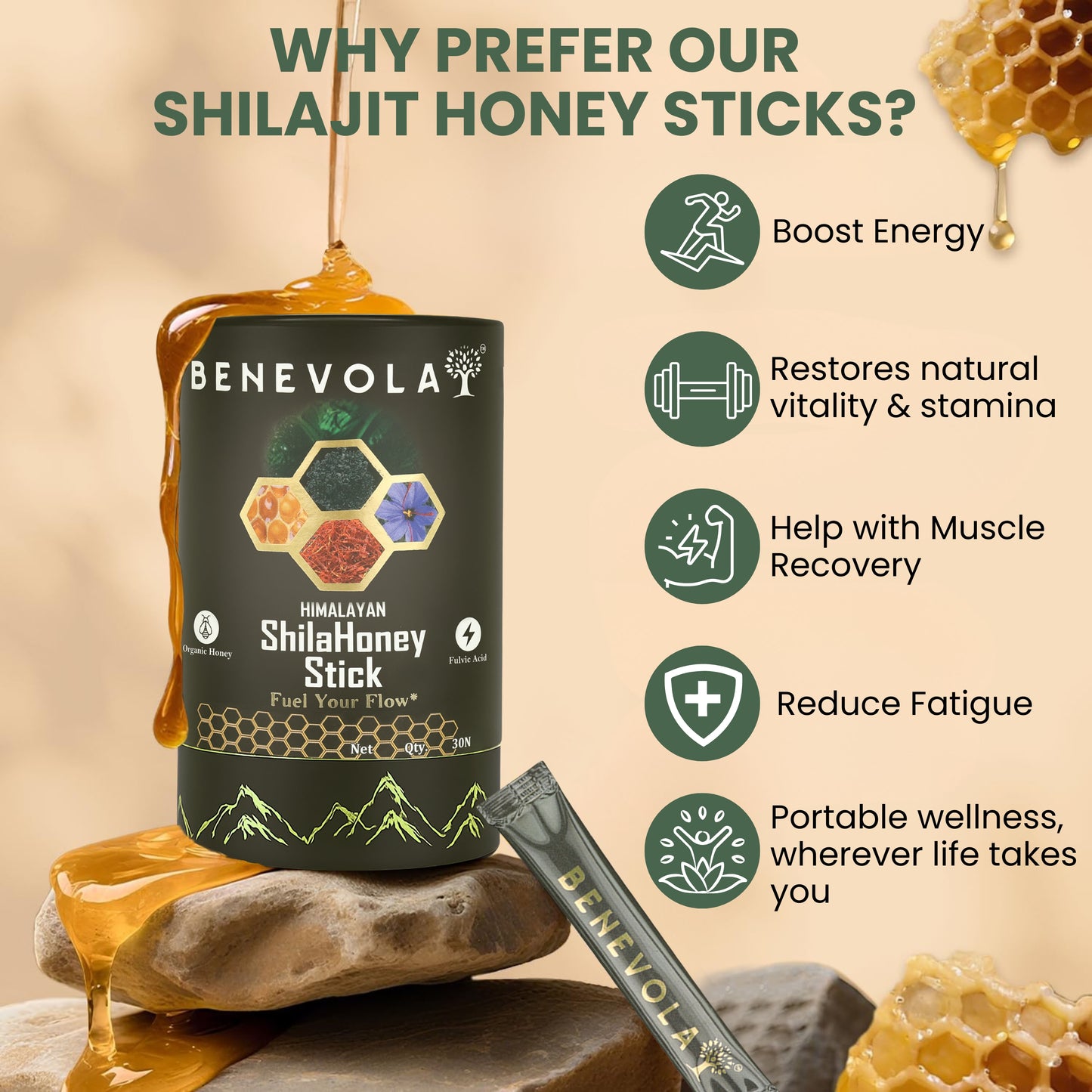 Pure Himalayan Shilajit Honey Stick