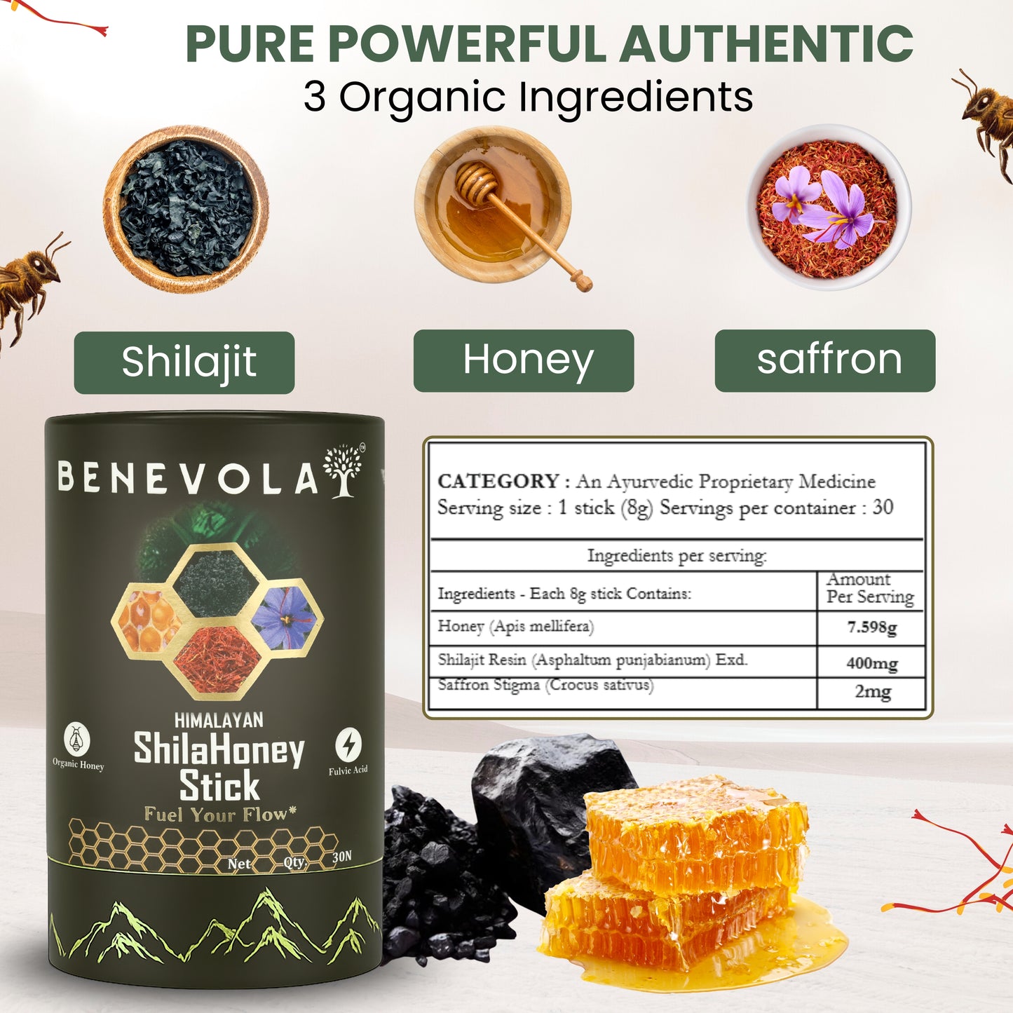 Pure Himalayan Shilajit Honey Stick