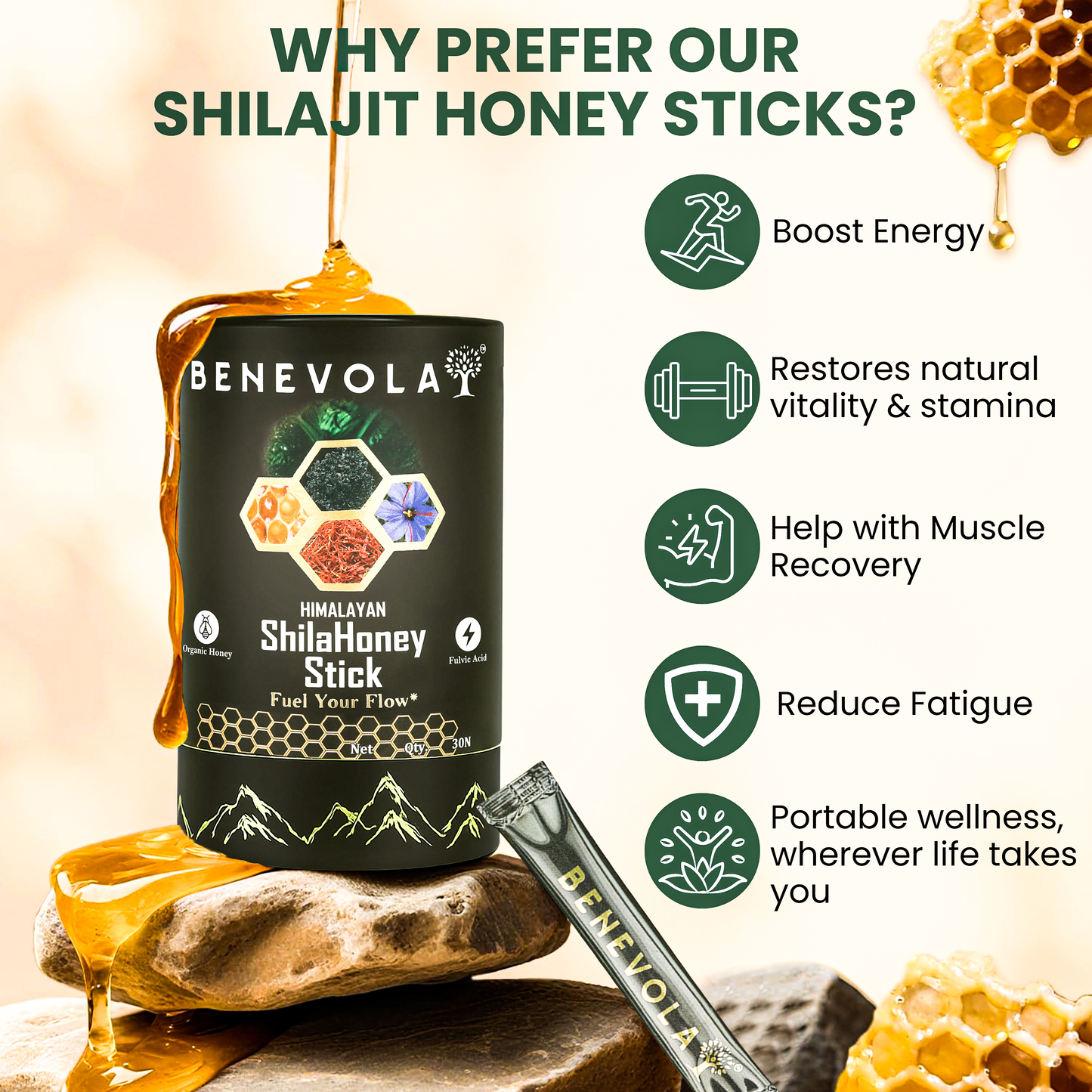 Pure Himalayan Shilajit Honey Stick
